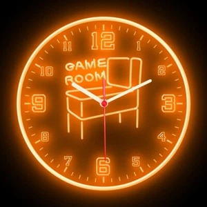 Spielzimmer Flipper Arcade Männerhöhle Wohndeko bunt flexibel Neon Uhr 10" - Bild 1 von 16