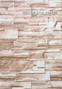 10M BEIGE BRICK WALLPAPER STICKY BACK PLASTIC VINYL FILM FABLON SELF ADHESIVE UK - Picture 1 of 7