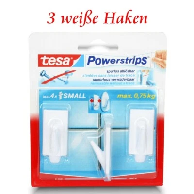 tesa Powerstrips® Haken -1 Pack = 3 Klebehaken - Selbstklebend o. Bohren weiß - Bild 1 von 4