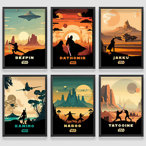 Star wars Planets Wall Art Classic Poster Print Picture Retro Vintage A4A3