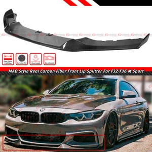 FOR 2014-20 BMW F32 F36 4 SERIES M SPORT MAD STYLE CARBON FIBER FRONT BUMPER LIP - Picture 1 of 5