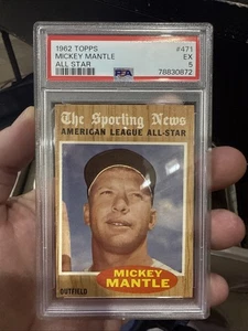 1962 Topps # 471 Mickey MANTLE PSA 5 EX HOF THE Sporting NEWS ALL Star Yankees - Bild 1 von 16