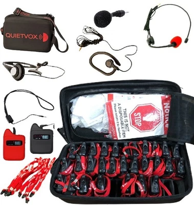 Quietvox Wireless Tour Guide System Set Transmitter Receiver (1+30pcs) with Accessories - Image 1 of 4