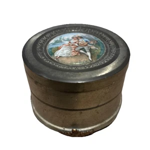 Viktorianische Spieluhr Power Box Antik Metall Porzellan Messing Füße mit Spiegel H2 - Bild 1 von 8