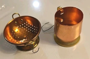 Vintage Copper & Brass Tone Miniature One Strainer & One Mug Included, 2 In Set - Picture 1 of 11