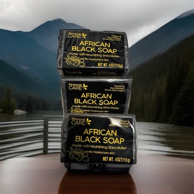 Personal Care African Black Soap with Shea Butter, 4oz Bar( Pack Of 3) - Image 1 of 3