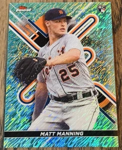 2022 Topps Finest Aqua Shimmer Refractor /175 Matt Manning #6 Rookie RC - Picture 1 of 2