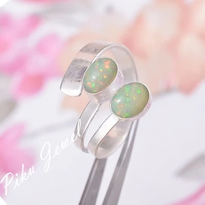 Anello attraente in argento sterling 925 con pietra preziosa opale etiope... - Immagine 1 di 4