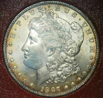 REDFIELD!!!__TONED__1897__Morgan Silver Dollar__REDFIELD!!! - Image 1 of 4