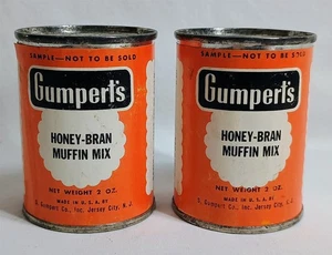 Lote de latas vintage de muestra completa de Gumpert's mezcla de magdalenas de salvado de miel publicidad - Imagen 1 de 7