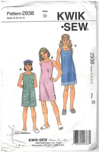 2000 Kwik Sew 2938 Mädchen Kleider Schal Größe 8-14 Schnittmuster ungeschnitten neu im Paket - Bild 1 von 2