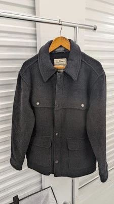 EUC LL Bean Men's Small Wool Mackinaw Jacket Gray Black - Image 1 of 4