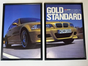Póster de imagen retro de revista dorada BMW M3 E46 enmarcado hombre cueva garaje - Imagen 1 de 3