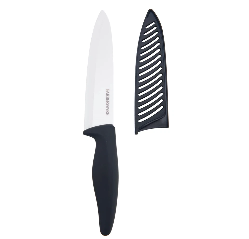 Farberware 6-inch Ceramic Chef knife with Blade Cover & Black Soft-Grip Handle