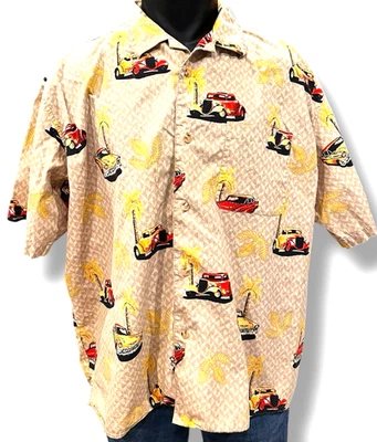 Natural Issue Mens 2XL BAGGY 90s style Button Down Short Sleeve Hawaiian CARS - Image 1 of 4