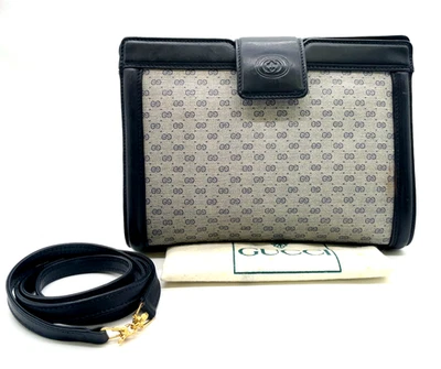 Auth GUCCI Micro GG PVC Leather Navy 004.113.0364Shoulder Bag W/Dustbag NS110266 - Image 1 of 4