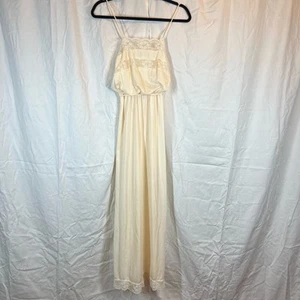 Vintage Dianne Keesee Nylon empire waist square neck floral lace maxi slip S - Picture 1 of 6