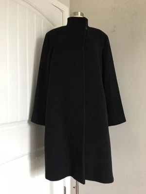 CINZIA ROCCA ЧЕРНАЯ ШЕРСТЬ АНГОРА СМЕСЬ СТОЙКА ВОРОТНИК ПАЛЬТО РАЗМЕР США 16 СДЕЛАНО В ИТАЛИИ - Изображение 1 из 4