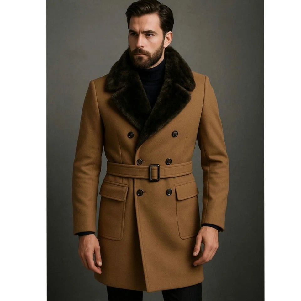 Мужское пальто Vivienne Westwood с воротником из искусственного меха и шерстяной кашемировой смесью размер 48 M - Изображение 1 из 4