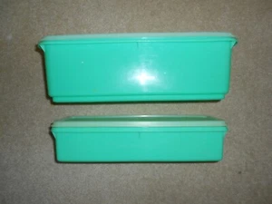Vtg TUPPERWARE Bread /Celery Vegetable Keeper Containers Jadeite Green 782 / 892 - Picture 1 of 8
