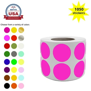 Round Color Coded Dots 19mm Rolls Permanent Adhesive Circle Stickers 1050 Pack - Picture 1 of 34