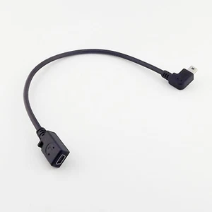 1x Mini USB 5 Pin Female To Male Left Angled Extension Data Adapter Cable Cord - Picture 1 of 6