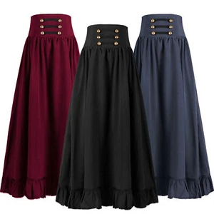 Medieval Retro Gothic Skirt with Waist Plus Size Women Dress Cosplay Costumes - Picture 1 of 27