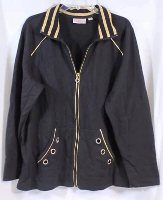 Vintage Quacker Factory  French Terry Rhinestone Grommet Zip Up Jacket Size L - Image 1 of 4