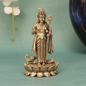 Statuina statua ottone Lord Murugan Kartikeya Murugana Kumaraswamy Karthikeya - Foto 1 di 5