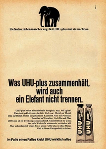 3w20493/ Alte Reklame von 1966 – UHU-plus – Im Falle eines Falles klebt UHU... - Bild 1 von 1