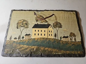 Warren Kimble House On A Hill Painting On Slate Wall Hanging - Picture 1 of 8