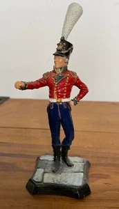 LARGE HAND PAINTED ROYAL HUSSARS BRITISH ARMY METAL FIGURE ON PLYNTH - Picture 1 of 6