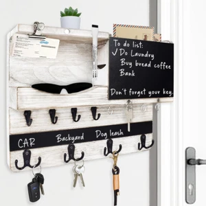 Farmhouse Key and Mail Holder for Wall Decorative, Rustic Mail and Key Organizer - Picture 1 of 12