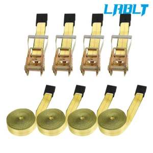 LABLT Heavy Duty Flat Hook Ratchet Straps-Tie Down Straps 2 Inch ×27 Feet 4Pcs - Picture 1 of 8