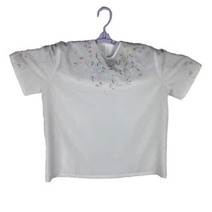 Laura Scott Womens White Lightweight Embroidered Y2K Soft Cropped Top Size M - Picture 1 of 15