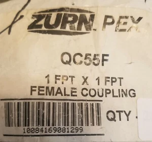 ZURN PEX QC55F 1 ZOLL FPT X 1 ZOLL FPT GERADE WEIBLICHE KUPPLUNGSVERSCHRAUBUNGEN STCK 5 NEU!! - Bild 1 von 3
