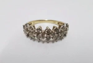 10KT 3 Grams Solid Yellow Gold 22 Diamond Cluster Approx. 1.5TCW Ring Sz 7 - Picture 1 of 10