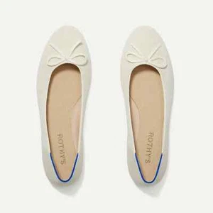 NEW ROTHYS The Ballet Flat in Gardenia CASUAL SHOES BOW IVORY WHITE SIZE 7.5 - Bild 1 von 5