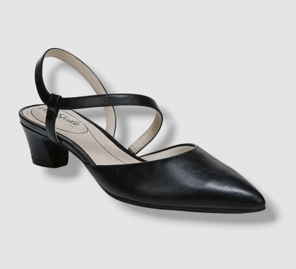 LifeStride Women's Black Minimalist Slingback Pumps Heels Size 11