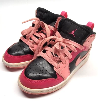 耐克 Air Jordan 1 Mid Pink Coral Chalk 粉色镰刀 PS 11C 640734-662 芭比娃娃 — 第 1/4 张图片