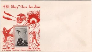 Patriotic cover, Old Glory over Iwo Jima, Crosby cachet, unused - Picture 1 of 1