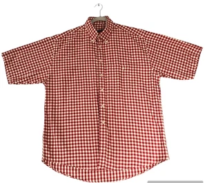 Burberry London Mens Red White Gingham Short Sleeve Button Down Shirt Size L - Picture 1 of 9