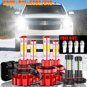For 2007-2014 Chevy Suburban Tahoe -6x white 6000k led Headlight Fog Light Bulbs - Picture 1 of 18
