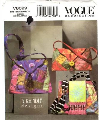 Vogue Accessories Sewing Pattern Women's HANDBAGS Purse V8099 B Randle UNCUT - Image 1 of 3