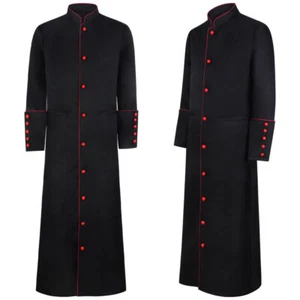 Vicar Priest Clergyman Cassock Roman/Orthodox Single Breasted Button Long Robe - Picture 1 of 21