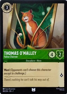 88/204 THOMAS O'MALLEY FELINE CHARMER EN7 UNCOMMON DISNEY LORCANA CARD - Picture 1 of 1