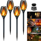 4X Flame Effect Solar Outdoor Lights Stake Garden Path Flickering LED Torch Lamp