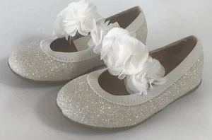 Falls Creek Lil Claire White Glittery Ballet Flats Toddler Girl Size 7, 8, 9 NWT - Picture 1 of 8