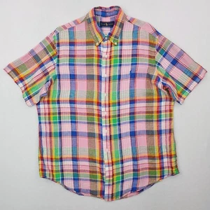 Ralph Lauren Shirt Mens Extra Large Multicolor Madras Plaid Linen Button Down - Picture 1 of 10