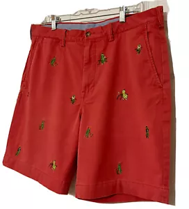 Polo Ralph Lauren Shorts 36 Stretch Embroidered Cricket Squash Coral Red 8.5” - Picture 1 of 10